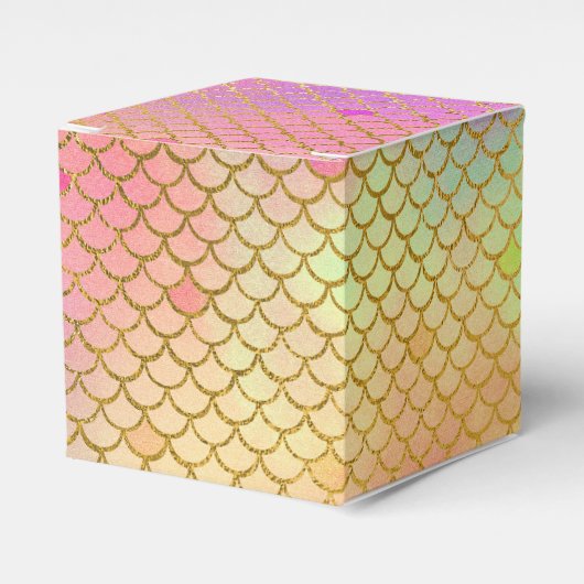 Roze & Oranje Zeemeermin Patroon Verjaardagsfeest Bedankdoosjes (Voorkant Zijde)