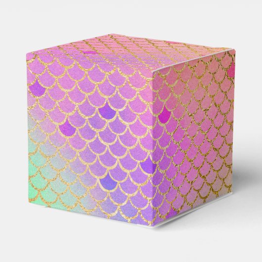 Roze & Oranje Zeemeermin Patroon Verjaardagsfeest Bedankdoosjes (Achterkant)