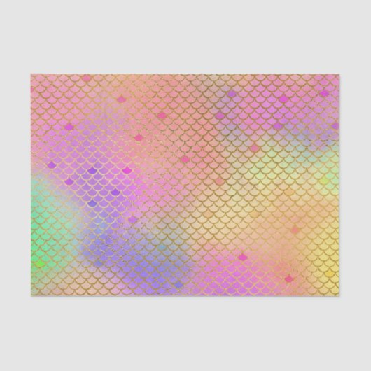 Roze & Oranje Zeemeermin Patroon Verjaardagsfeest Tissuepapier (Voorkant)