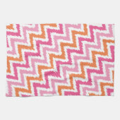Roze Oranje Zigzag Ikat Pattern Theedoek (Horizontaal)