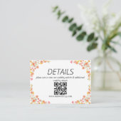 Roze & Oranje Zomer Bloem Bruiloft QR Code Informatiekaartje (Staand voorkant)
