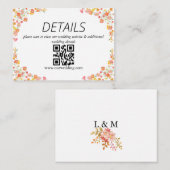 Roze & Oranje Zomer Bloem Bruiloft QR Code Informatiekaartje (Voorkant / Achterkant)