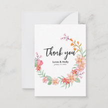 Roze & Oranje Zomer Bloemen Huwelijk Dank u