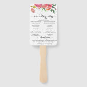 Roze & Oranje Zomer Bloemige Bruiloft  Handwaaier (Achterkant)