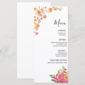 Roze & Oranje Zomer Bloemige Bruiloft Menu (Voorkant / Achterkant)