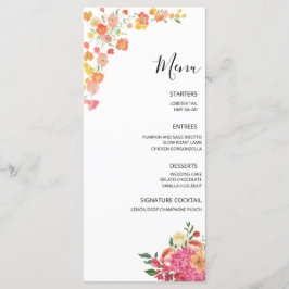 Roze & Oranje Zomer Bloemige Bruiloft Menu