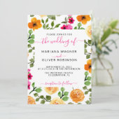 Roze Oranje zomerFloral Kaart (Staand voorkant)