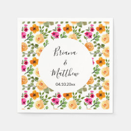 Roze Oranje zomerFloral Servet