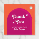 Roze & Oranje Zonsondergang Retro Bachelorette Wee Bedankjes Labels (Achterkant)
