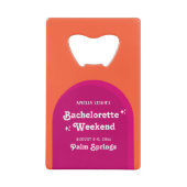 Roze & Oranje Zonsondergang Retro Bachelorette Wee Creditkaart Flessenopener (Voorkant)