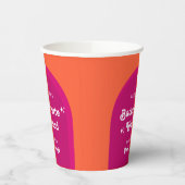 Roze & Oranje Zonsondergang Retro Bachelorette Wee Papieren Bekers (Links)