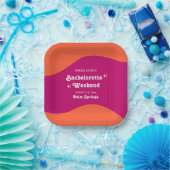 Roze & Oranje Zonsondergang Retro Bachelorette Wee Papieren Bordje (Feest)
