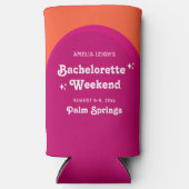 Roze & Oranje Zonsondergang Retro Bachelorette Wee Seltzer Blikjeskoeler (Voorkant)
