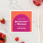 Roze & Oranje Zonsondergang Retro Bachelorette Wee Servet (Insitu)