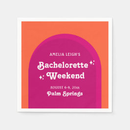 Roze & Oranje Zonsondergang Retro Bachelorette Wee Servet