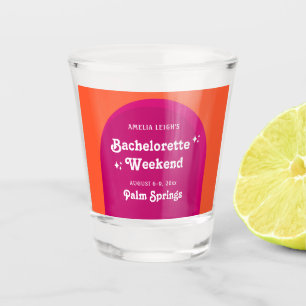 Roze & Oranje Zonsondergang Retro Bachelorette Wee Shot Glas