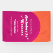 Roze & Oranje Zonsondergang Retro Bachelorette Wee Spandoek (Horizontaal)