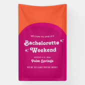 Roze & Oranje Zonsondergang Retro Bachelorette Wee Spandoek (Verticaal)