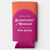 Roze & Oranje Zonsondergang Retro De Bruid Seltzer Blikjeskoeler (Achterkant)