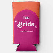 Roze & Oranje Zonsondergang Retro De Bruid Seltzer Blikjeskoeler (Voorkant)