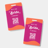 Roze & Oranje Zonsondergang Retro Koop de Bruid ee Badge (Voor- en achterkant)