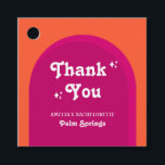 Roze & Oranje Zonsondergang Retro Meidenavond Bedankjes Labels<br><div class="desc">Dit vrolijke,  kleurrijke retro ontwerp heeft een fel oranje en roze zonsondergang thema.</div>