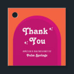 Roze & Oranje Zonsondergang Retro Meidenavond Bedankjes Labels<br><div class="desc">Dit vrolijke,  kleurrijke retro ontwerp heeft een fel oranje en roze zonsondergang thema.</div>