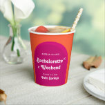 Roze & Oranje Zonsondergang Retro Meidenavond Papieren Bekers<br><div class="desc">Dit vrolijke,  kleurrijke retro ontwerp heeft een fel oranje en roze zonsondergang thema.</div>