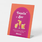 Roze & Oranje Zonsondergang Retro Tequila Bar Reclamebord Met Voetstuk (Voorkant)
