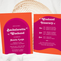 Roze & Oranje Zonsondergang Retro Vrijgezellenweek