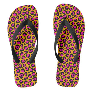 Roze oranje zwarte cheetah druk teenslippers