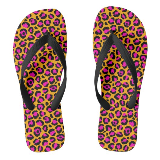 Roze oranje zwarte cheetah druk teenslippers (Voetbed)