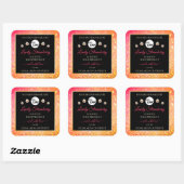 Roze Oranje zwarte Glitter-productlabels met Logo Vierkante Sticker (Vel)