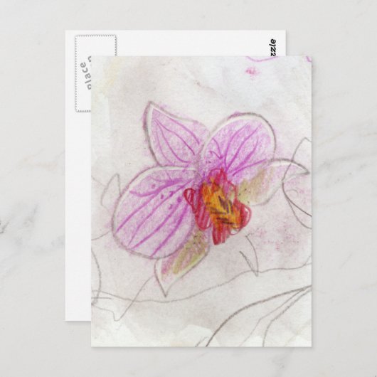 Roze Orchid Briefkaart (Voorkant / Achterkant)