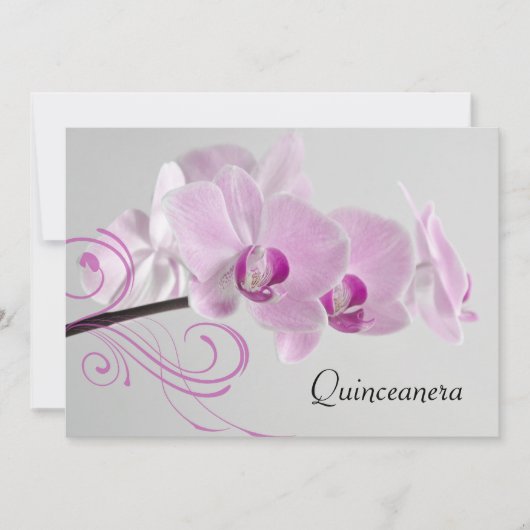 Roze Orchid Elegance Quinceanera Uitnodiging (Voorkant)