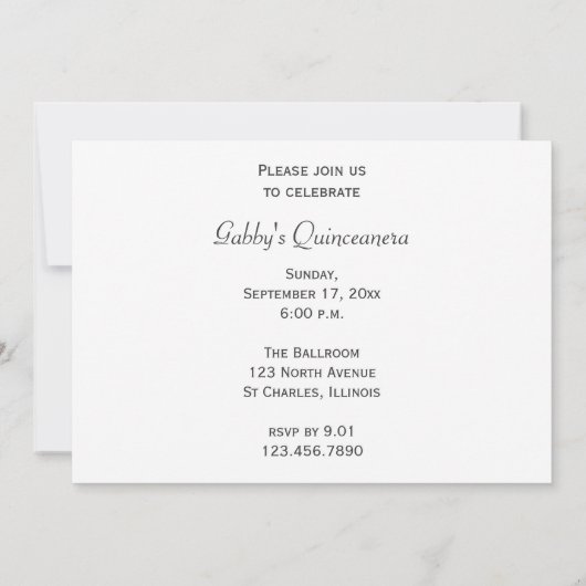 Roze Orchid Elegance Quinceanera Uitnodiging (Achterkant)