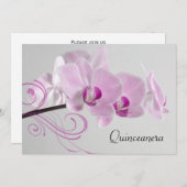 Roze Orchid Elegance Quinceanera Uitnodiging (Voorkant / Achterkant)