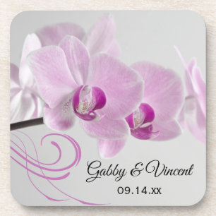 Roze Orchid Elegance Wedding Bier Onderzetter