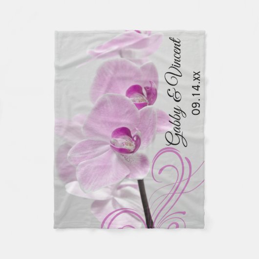 Roze Orchid Elegance Wedding Fleece Deken (Voorkant)