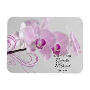 Roze Orchid Elegance Wedding Save the Date Magneet