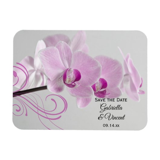 Roze Orchid Elegance Wedding Save the Date Magneet (Horizontaal)