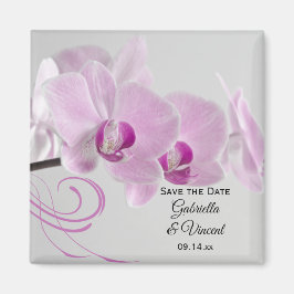 Roze Orchid Elegance Wedding Save the Date Magneet