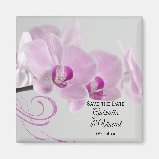Roze Orchid Elegance Wedding Save the Date Magneet (Voorkant)