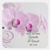 Roze Orchid Elegance Wedding Save the Date Vierkante Sticker (Voorkant)