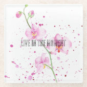 Roze Orchid Flowers Glazen Onderzetter (Voorkant)