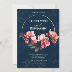 Roze Orchid Flowers   Rond Lijst   Weddenschap Kaart