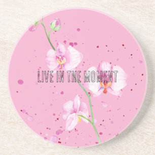 Roze Orchid Flowers Zandsteen Onderzetter