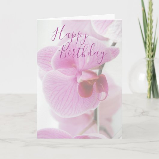 Roze Orchid | Gepersonaliseerde verjaardag Kaart (Voorkant)