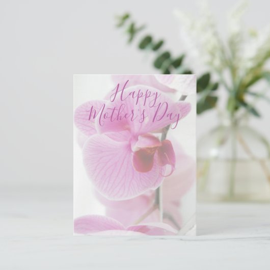 Roze Orchid | Happy Moederdag Briefkaart (Staand voorkant)