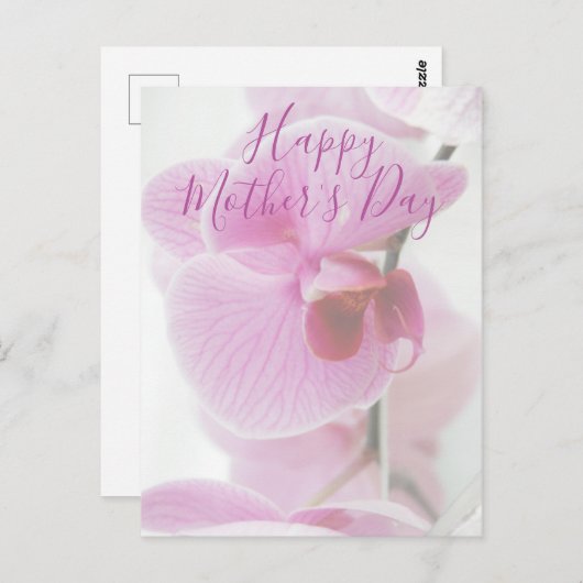 Roze Orchid | Happy Moederdag Briefkaart (Voorkant / Achterkant)